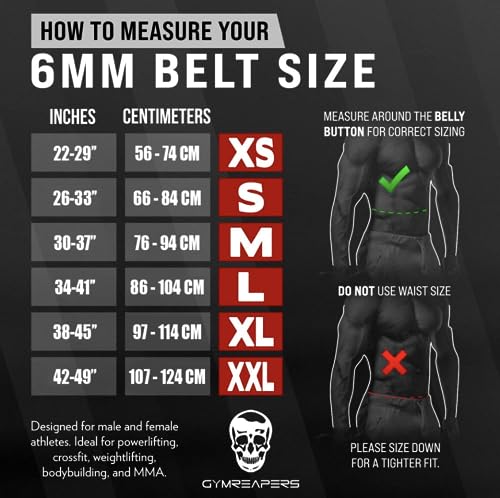 Gymreapers Weightlifting Belt 6MM Genuine Leather - Double Prong Power Belt Heavy Duty 4-Inch Wide - Strong, Stabilizing Back Support For Deadlifts, Squats Powerlifting - size: Small