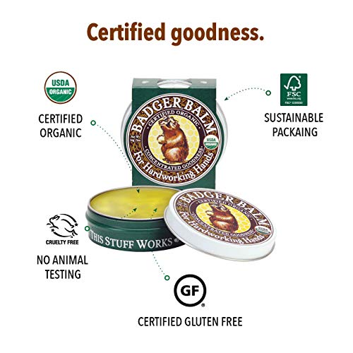 Badger - Hardworking Hands Healing Balm, Aloe Vera & Wintergreen, Working Hand Balm, for Dry Hands, Hand Moisturizer, Certified Organic, 2 oz (3 Pack) - size: 2 Ounce (Pack of 3)