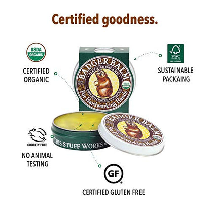 Badger - Hardworking Hands Healing Balm, Aloe Vera & Wintergreen, Working Hand Balm, for Dry Hands, Hand Moisturizer, Certified Organic, 2 oz (3 Pack) - size: 2 Ounce (Pack of 3)