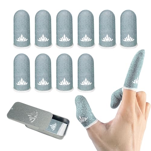 10 Pack Silver Fiber Dedales Gamer Profesionales Anti Slip Sweat Proof Gaming Finger Thumb Sleeves Cots Breathable Mobile Phone Gamer Gloves Guantes para Durable Covers for Pubg - color: Blue10-Pack + Storage Box