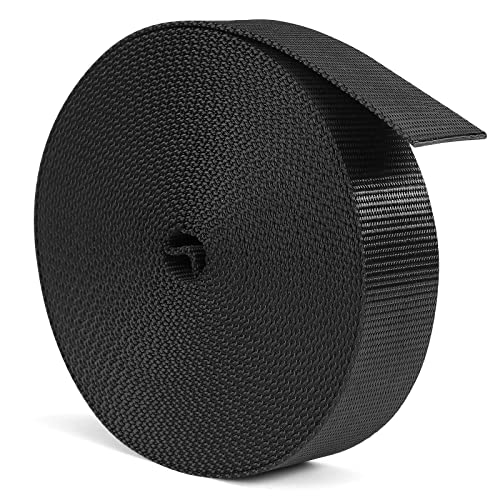 BEYOURD Webbing, Heavy Duty Webbing Straps, Extra Thick Strapping for Outdoor DIY Gear Repair, Black White - color: Black-12yard, size: 3/8" width