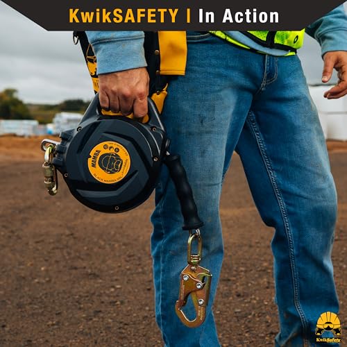 KwikSafety - Charlotte, NC - Mamba 33’ Self Retracting Lifeline [Carbonate + Integrated Handle] Class 1 Cable SRL ANSI OSHA Retractable Fall Arrest Safety Roofing Construction Gear - size: 1 Count (Pack of 1)