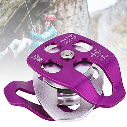 Double Pulley, 32KN Load Aluminum Side Swing Pulley 15mm/0.6in 15mm/0.6in Outdoor Survival Tool for Rock Climbing, Mountaineering, Rappelling