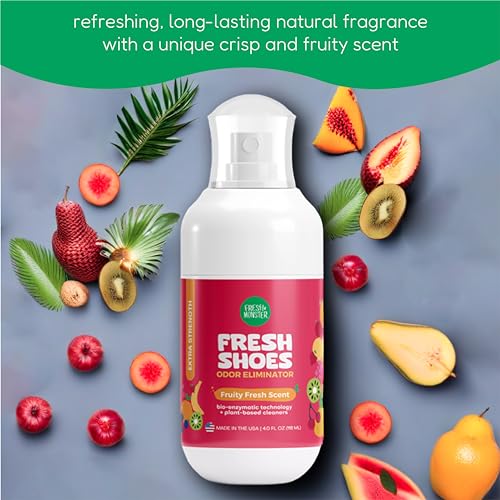 Fresh Monster Kids Deodorizing Shoe Spray, Fruity Fresh, 4 oz | Natural Shoe Deodorizer Spray with All-Day Odor Protection, Bio-Enzyme Technology, Eliminates Odors, Toxin-Free, Made in USA