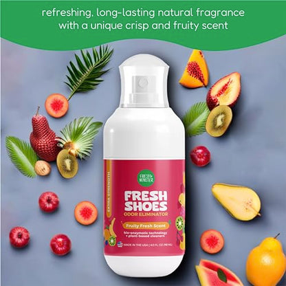 Fresh Monster Kids Deodorizing Shoe Spray, Fruity Fresh, 4 oz | Natural Shoe Deodorizer Spray with All-Day Odor Protection, Bio-Enzyme Technology, Eliminates Odors, Toxin-Free, Made in USA