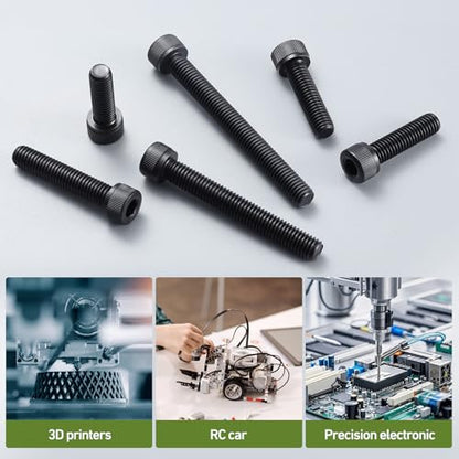 M4-0.7 x 35mm Bolt, 60PCS M4 Hex Socket Head Cap Screws Bolts, 12.9 Grade Alloy Steel, Full Threads, Allen Socket Drive, with Hex Spanner - size: M4x35mm