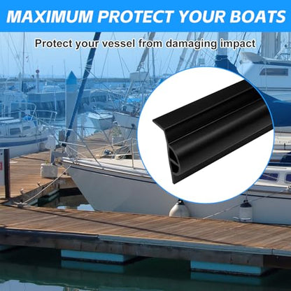 10 Pack Dock Edging Side Gard, 20 Feet Dock Guard with Heavy Wall Sections for Greater Protection – Commercial Grade Double Molded Material (Black) - color: 20 Feet Black, style: Right angle 10pack