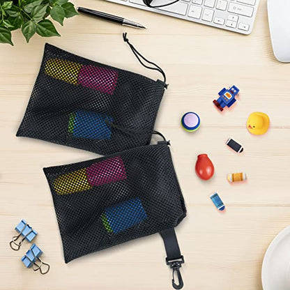 10 PCS With Clips Mesh Drawstring Bags, Portable Nylon Storage Bags for toy,Sports Storage,Outdoor activities etc. (15.7x19.7in) - size: 15.7x19.7in