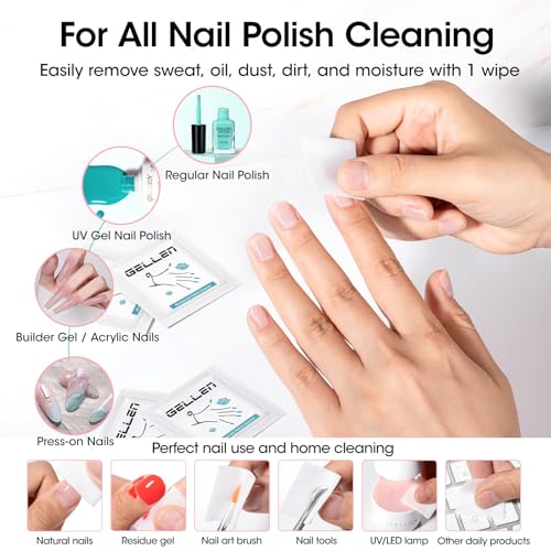 Gellen Nail Care Kit with 10PCS Manicure Tools: Nail Strengthener Sakura | 2Pcs Nail File & Buffer 100/180, Cuticle Pusher Pen, Cuticle Oil & Remover, Fork | Nail Clipper & Brush