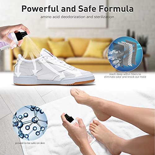 Shoe Odor Eliminator, LamFun Foot Shoe Deodorizer Spray, Natural Deodorant for Shoes, Feet, Sneakers, Work Boots, Air Freshener Spray, Freesia and Lavender