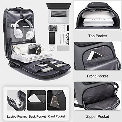 FANDARE Anti-theft Backpack Business Laptop Handbag Travel Large Daypacks fits 15.6 Inch Laptop with USB Charging Port Computer Bag Bookbag for Women Men Waterproof Rucksack Grey - color: Grey