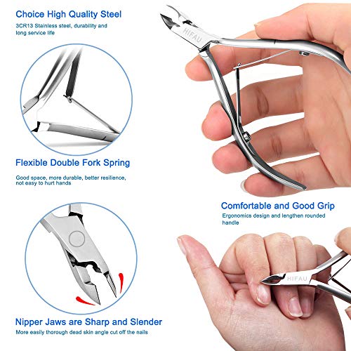 Professional Cuticle Nippers Kit, Cuticle Trimmer with Cuticle Pusher & Other Durable Nail Care Manicure Kit for Women, Premium Stainless Steel & Ergonomic Design, Travel & Gift