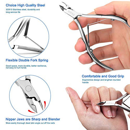 Professional Cuticle Nippers Kit, Cuticle Trimmer with Cuticle Pusher & Other Durable Nail Care Manicure Kit for Women, Premium Stainless Steel & Ergonomic Design, Travel & Gift