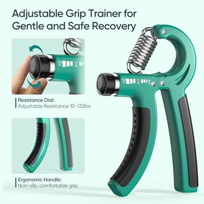 FitBeast Grip Strength Trainer Kit, Digital Grip Strength Tester with Adjustable Hand Gripper Strengthener & Soft Stress Ball for Daily Hand Recovery (Essential 3-in-1 Kit)