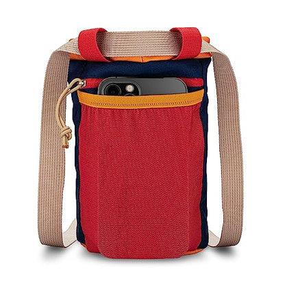 Oso Supply Co - Classic Chalk Bag for Rock Climbing, Bouldering Chalk Bag Bucket with Quick-Clip Belt, Zippered Pockets and Pouch - Perfect Indoor/Outdoor Rock Climbing Gear Equipment - color: Midnight Blue & Red