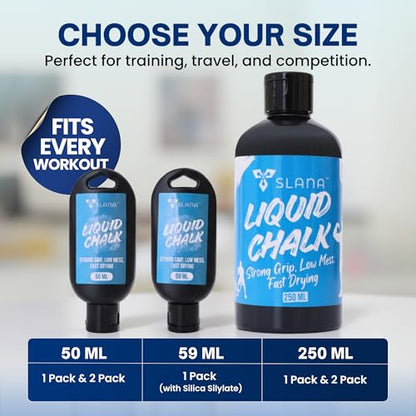 Liquid Chalk for Weightlifting, Gym and Workout Hand Chalk Grip | Magnesium carbonate grip chalk in 50ml, 59ml clear and 250ml sizes. For lifting, cheer, gymnastics and CrossFit. - size: 2.0 fl oz (Stealth Grip - Non-Chalk)