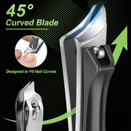 Ingrown Toenail Clippers, Slanted Nail Clippers for Thick Nails for Seniors, Edgy Angled Finger Nail Cutters for Adult, Men, Women with Curved Blade, Nail File - style: Black