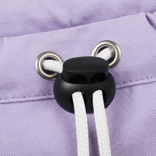 Jeffdad 50pcs Black Spring Cord Locks for Drawstrings, Plastic Cord Lock Double Hole Round Ball Drawstring Cords Lock for Drawstring Shoelaces Clothing Bags