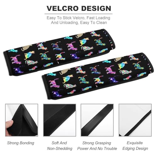 Soft Padded Car Seat Belt Pad for Child, Most Cars, 2 Piece Colorful Cats Seat Belt Cushion Comfortable Driving - color: Pattern 696