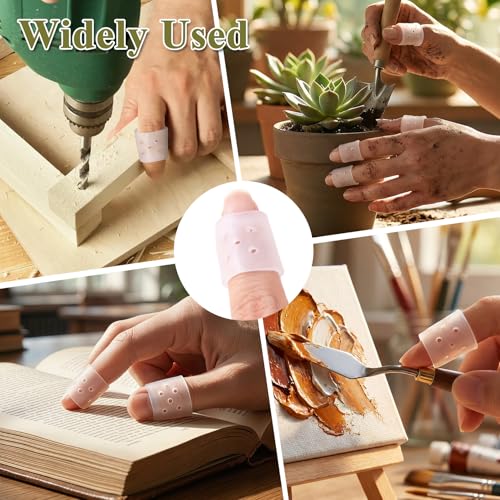 12pcs Finger Covers for Skin Picking, Reusable Breathable Silicone Protection Anti Nail Biting Gloves, Finger Protection Sleeves for Anti-Scratch, Cracked Hands - Clear