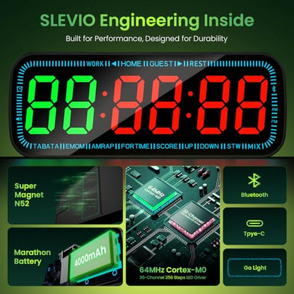 Gym Timer Clock Bluetooth App Controlled Magnetic Workout Interval Timer, Home Large LED Digital Display, Countdown Clock for Score Crossfit, Tabata, HIIT, EMOM, Boxing
