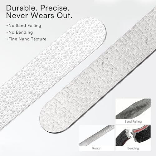 Makartt Metal Nail Files for Natural Nails: Stainless Steel File Set, 2PCS | Dual-Sided Coarse & Fine Grinding Surface, Precision, Durable, Nail Care Tool with Leather Case, for Women & Men - color: Metal nail files-2pcs