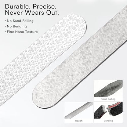 Makartt Metal Nail Files for Natural Nails: Stainless Steel File Set, 2PCS | Dual-Sided Coarse & Fine Grinding Surface, Precision, Durable, Nail Care Tool with Leather Case, for Women & Men - color: Metal nail files-2pcs
