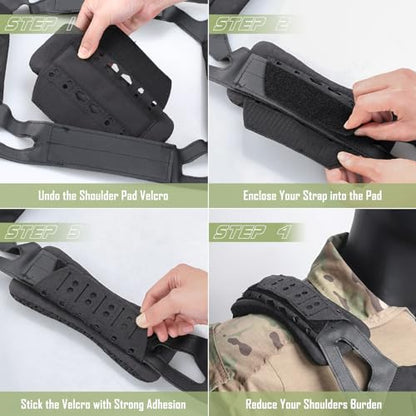 WYNEX Shoulder Strap Pad for Vest Carrier Accessories 2 Pack | 1000D Nylon Tactical Plate Shoulder Pads Strap Cushion, Flak Vest Shoulder Pads, Soft 3D Mesh Pads with Tactical Gear for Men - color: Black