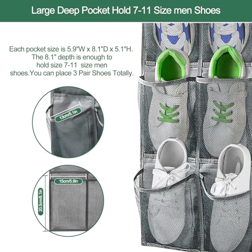 1 Pack Hanging Shoe Organizer for Closet,6 Mesh Pockets Wall Mounted Shoes Rack,Hanging Over the Narrow Door Shoe Organizer for RV Camper,Travel Camping,Cruise Ship,Dorm,Guest Room(Grey) - size: 1 PCS