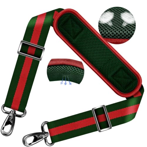 ZINZ Shoulder Strap Universal Bag Strap - 78" Ultra-Thick Padded with Dual Balanced Adjustable Buckles for Briefcase, Travel, Sports, Laptop, Crossbody Bag，Stripes-GrRdGr - color: Stripes-grrdgr