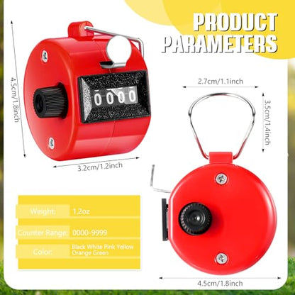 TOODOO 6 Pack Hand Tally Counter 4 Digit Mechanical Palm Clicker Plastic Hand Held Counter Clicker with Metal Finger Ring for School Golf Sports Events Office Stadium - color: Retro Color