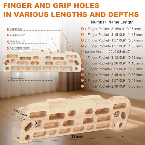 Hangboard Rock Climbing Hangboard with Door Way Pull Up Bar, 4-8 inches | 2 in 1 Doorway Fingerboard for Rock Climbing Training & Home Fitness, Including Jugs Pinches Pockets Edges & Slopes