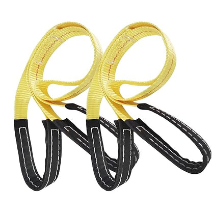 2 Pack 1 "x6' Lift Sling Straps Reinforced Loops 1 inch 6 Feet Tree Saver Strap 8000 Pound Capacity, Lifting Straps for Hoist, Winch Straps Yellow