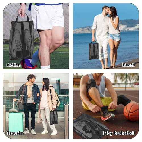 2 Pack Shoe Bags for Travel, Sneaker Bags Packing with Sturdy Zipper Transparent Design Protable Shoes Organizer Bag for Gym Golf Shoe Dust Bag Man and Women Black
