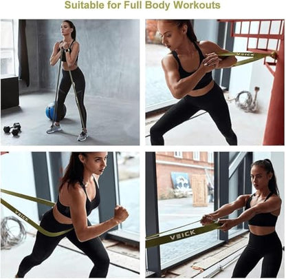 VEICK Pull Up Assist Resistance Bands for Home Gym | 100% Natural Latex, Non Slip Leather Texture, Space Saving, Versatile for Full Body Training, Home Gym - color: Green/Purple Set of 5