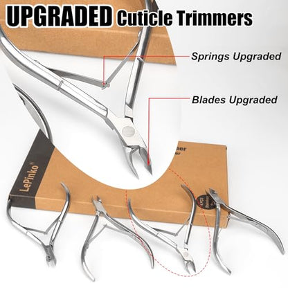 4 Packs Upgraded Cuticle Trimmer kit, 5mm Jaw | Upgraded Blades and Springs, Sharp and Labor-saving Dead Skin Clipper Tool for Women and Men - color: Silver