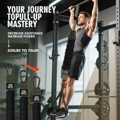 LEEKEY Pull Up Assistance Bands,5-125LB Resistance Bands with Grip、Door Anchor、Gym Bag - Exercise Bands for Full-Body Training, Fitness, Physical Therapy -USA Original Patent - style: 75LBS-GREEN