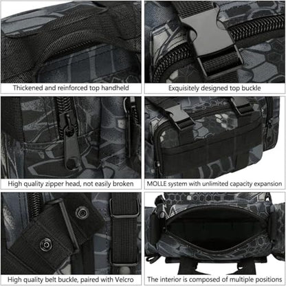 Tactical Duffel Bags for Men, 3P Military Waist Packs EDC Utility Pouch Crossbody with Shoulder Strap Hand Carry (Black) - color: Black