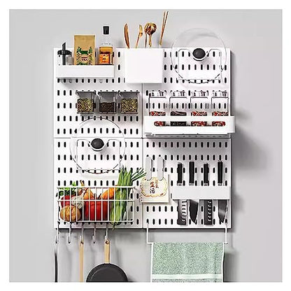 peg Board Display Stand, Kitchen Top Shelf Storage Wall Nail-Free Wall Plastic Hanging Board Free Punching Bathroom Accessories Hook(Style 4) - color: Style 4