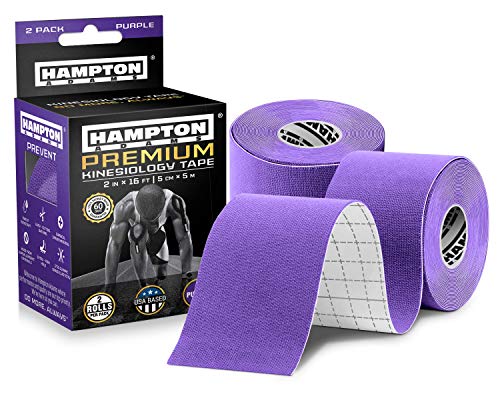 Hampton Adams | As Seen on Shark Tank | Original Kinesiology Tape | 32ft Uncut 2-Pack | Supports & Protects Muscle Wrist Knee Shoulder Back Plantar Fasciitis | Waterproof Hypoallergenic (Purple) - color: Purple, size: 2in x 16ft (2 Rolls)