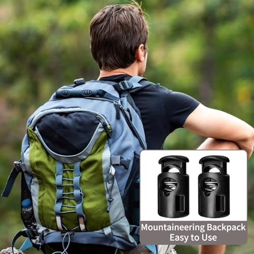 20 Pcs Plastic Cord Locks,Cord Lock for Paracord,Drawstring,Shoelaces | Shoe Lace Tie Locks,Spring Cord Locks for Drawstring,Shoelaces,Cloth and Backpacks String Clip Replacement(Black)
