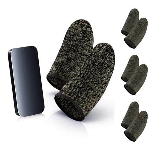 Bluradio 6 Pack Gaming Finger Sleeves for Mobile Gaming | 0.15mm Ultra-Thin, Anti-Sweat Nanofiber, Touchscreen Thumb Sleeves, For PUBG, COD Mobile, Free Fire - color: Black-Gold