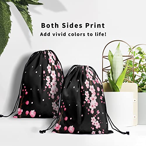 Gymnastics Grip Bag for Gymnasts Gymnastic Drawstring Bag Gym Athlete Bag - color: Black Pink Cherry Blossom, size: 9.25" x 12" (Pack of 1)