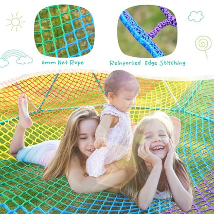 Hapfan Climbing Dome with Climbing Cargo Net, 10 ft Dome Jungle Gym with Hammock for Kids Outdoor Playset Monkey Bars Backyard - color: White and Green