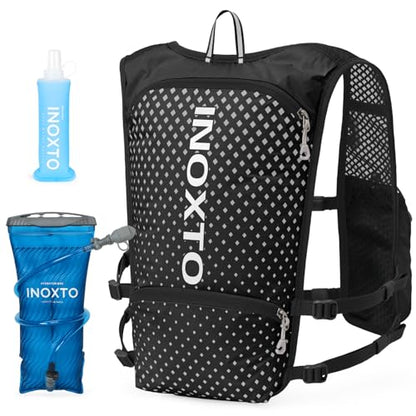 INOXTO Running Hydration Vest Backpack,Lightweight Insulated Pack with 1.5L Water Bladder Bag Daypack for Trail Hiking Running Cycling Race Marathon for Women Men - color: Black