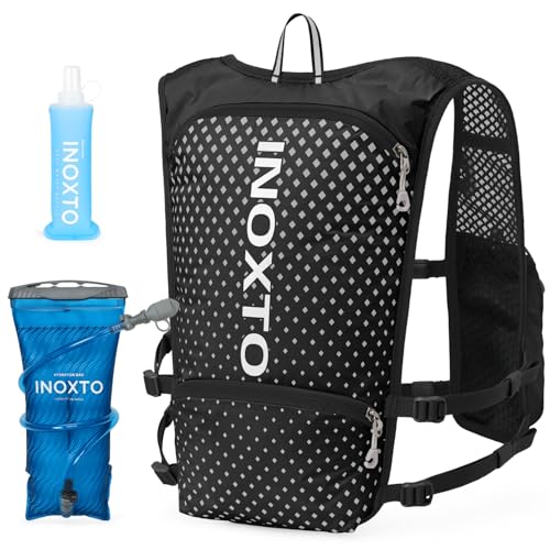 INOXTO Running Hydration Vest Backpack,Lightweight Insulated Pack with 1.5L Water Bladder Bag Daypack for Trail Hiking Running Cycling Race Marathon for Women Men - color: Black