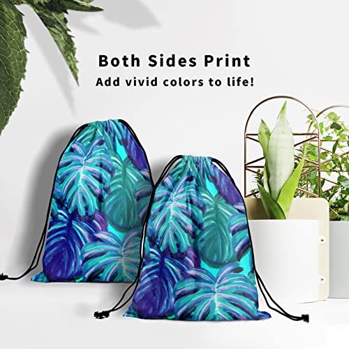 Gymnastics Grip Bag for Gymnasts Gymnastic Drawstring Bag Gym Athlete Bag - color: Blue Palm Leaf, size: 9.25" x 12" (Pack of 1)