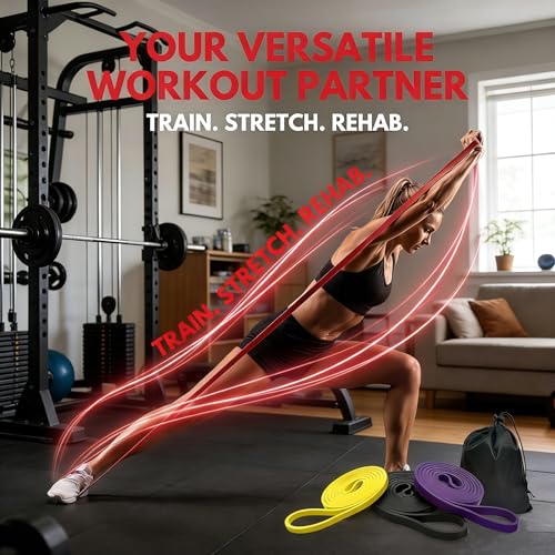 Pull Up Bands, Resistance Bands, Exercise Bands for Full-Body Training | Pull Up Assistance Bands Set for Men & Women, Fitness, Physical Therapy, Stretch Workout Bands at Home, Gym - color: yellow