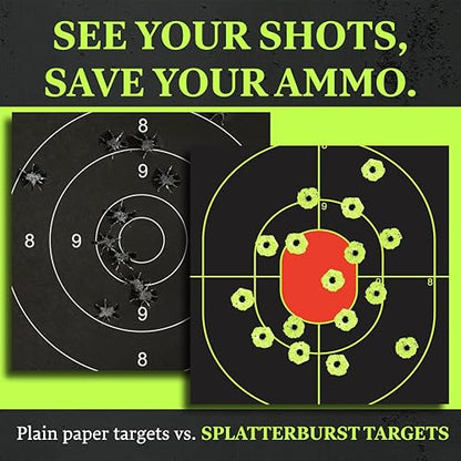 12 x18 inch - Silhouette Splatter Target - Easily See Your Shots Burst Bright Fluorescent Yellow Upon Impact - Made in USA - size: 10 pack