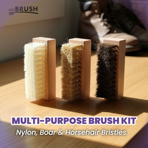 3 Small Shoe Brushes, Shoes Cleaning Brush Kit, Suede Shoe Cleaner, Boot White Sneaker Cleaner with Nylon Boar Horsehair Bristles Suede Brush for Canvas Leather Bags Jackets Scrub & Polish